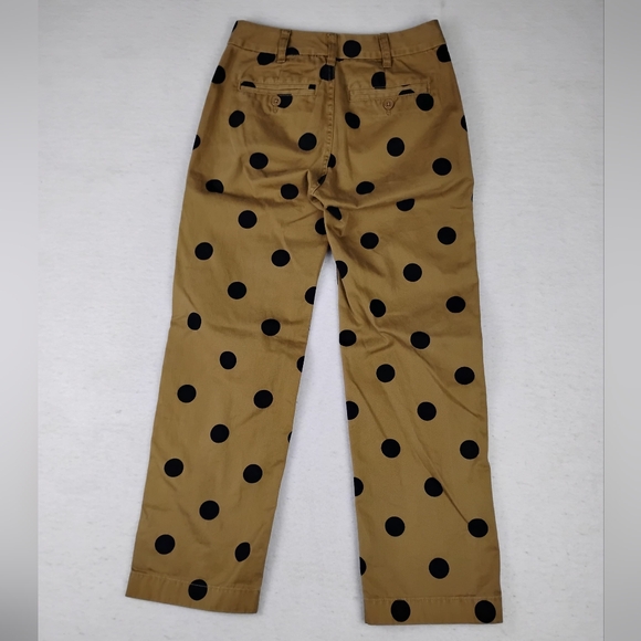 J. Crew Polka Chino Pant In Tan/Black Combo Size 00 Petite XXS - Picture 3 of 5